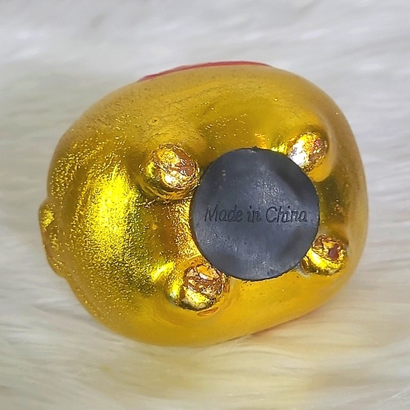 Vintage Chinese Piggy Bank Coin Bank Ceramic Gold Lucky Porcelain Fortune Pig - Picture 9 of 10